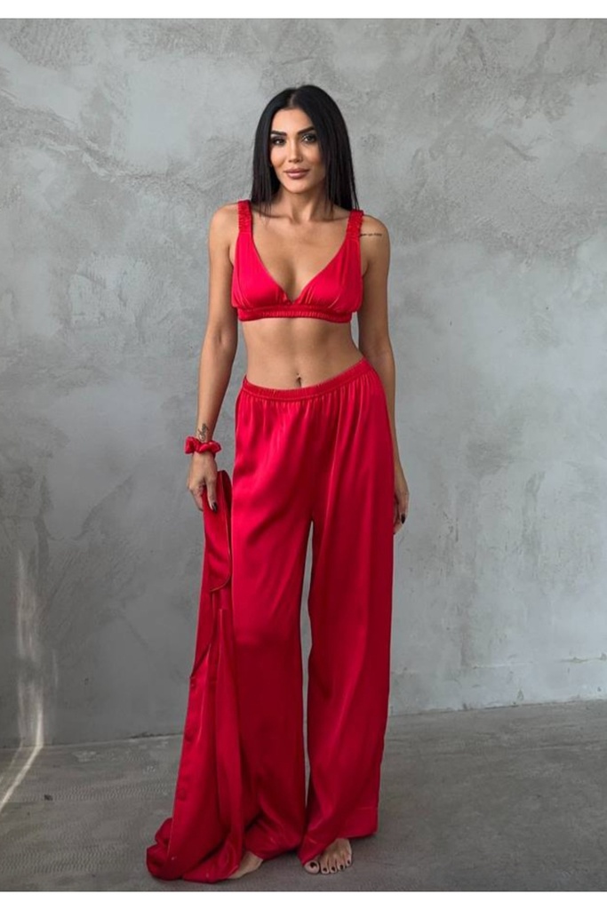 [UCLU-KRMZ-TKM-4] Üçlü Kırmızı Pijama Takımı