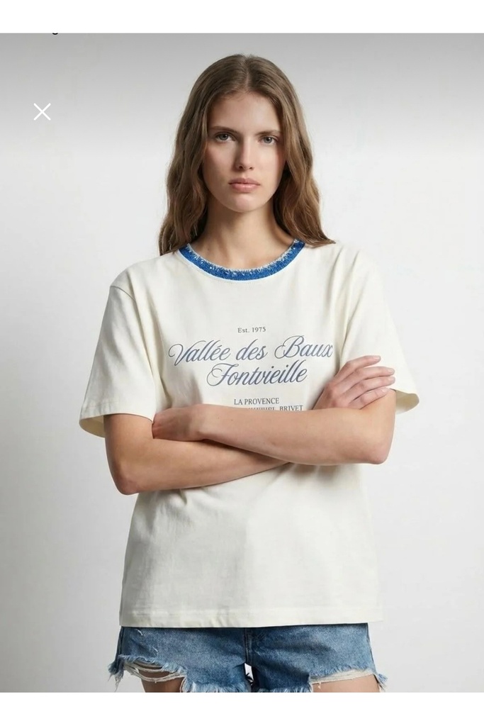 Yazılı Triko Yaka Oversize T-shirt