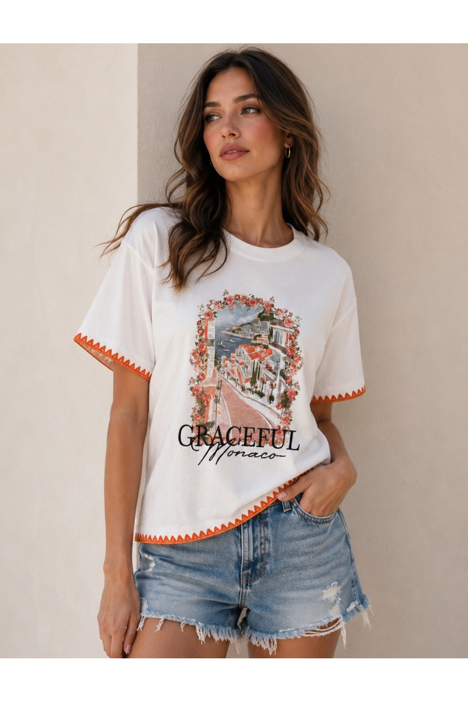 [TRNC-NKS-DTYL-V-3] Turuncu Nakış Detaylı Oversize T-shirt