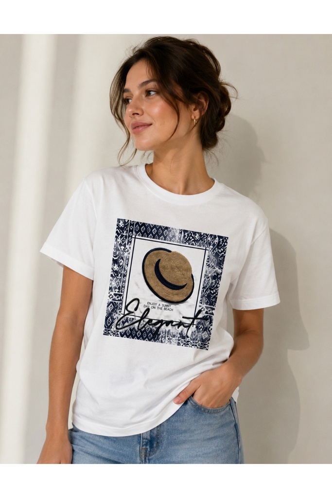 [HSR-SPK-DTYL-VR] Hasır Şapka Detaylı Oversize T-shirt