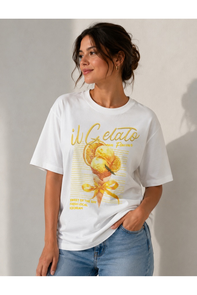 [DNDRM-DTYL-VRSZ-2] Dondurma Detaylı Oversize T-shirt